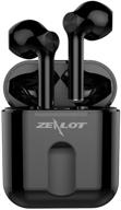 🎧 zealot t2 беспроводные наушники bluetooth 5.0: hi-fi стереозвук с басами, влагозащита и сенсорное управление - черный. логотип