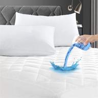 🛏️ premium king size mattress pad: quilted, waterproof & breathable protector, noiseless topper, 8"-26" deep-fitted dust proof logo