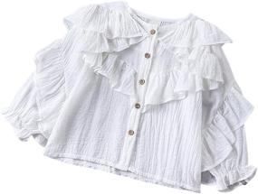 img 3 attached to 👶 Irresistible Toddler Shoulder Irregular Outfits in C White - Trendy Girls' Clothing and Tops, Tees & Blouses