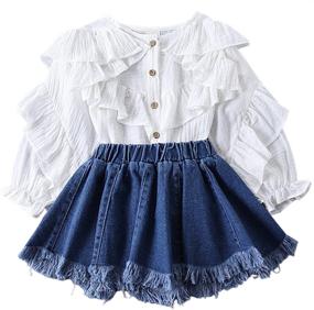 img 4 attached to 👶 Irresistible Toddler Shoulder Irregular Outfits in C White - Trendy Girls' Clothing and Tops, Tees & Blouses