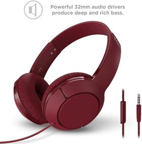 img 3 attached to 🎧 TCL Mtro200 Super Lightweight On-Ear Wired Headphones with 32mm Drivers for Enhanced Bass and Built-in Mic – Burgundy Crush