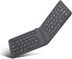 img 4 attached to 🔤 MoKo Wireless Bluetooth Keyboard: Ultra-Thin Foldable Rechargeable Keyboard for iPhone, iPad, Fire HD 10 - Gray
