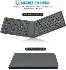 img 3 attached to 🔤 MoKo Wireless Bluetooth Keyboard: Ultra-Thin Foldable Rechargeable Keyboard for iPhone, iPad, Fire HD 10 - Gray