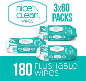 img 3 attached to 🧻 Gentle and Convenient Nice 'N Clean Flushable Moist Wipes - Pack of 3, 60 Count