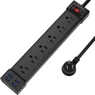 superdanny surge protector power strip with usb ports 💡 - 4 ft cord, 6 outlets, mountable, 900 joules, black logo