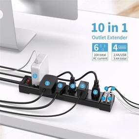 img 3 attached to Superdanny Surge Protector Power Strip with USB Ports 💡 - 4 Ft Cord, 6 Outlets, Mountable, 900 Joules, Black