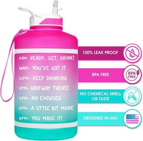 img 1 attached to 💧 HydroMATE 64 oz Half Gallon Motivational Water Bottle - Stay Hydrated with Straw, Handle, and Time Marker - Large Reusable BPA Free Jug for Daily Water Intake - Hydro MATE 64oz