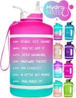 💧 hydromate 64 oz half gallon motivational water bottle - stay hydrated with straw, handle, and time marker - large reusable bpa free jug for daily water intake - hydro mate 64oz logo