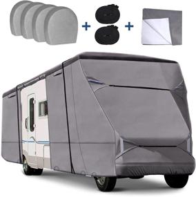 img 4 attached to 🏕️ RVMasking Top Class C RV Cover for 23-26' RV Camper Motorhome | 500D Waterproof, Upgraded Design | Includes 4 Tire Covers and Gutter Cover