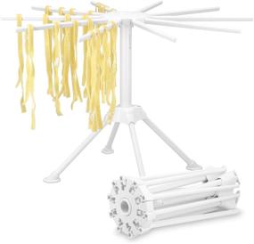 img 4 attached to Navaris Collapsible Pasta Drying Rack - Compact Folding Spaghetti 🍝 Noodle Dryer Stand with 10 Arms for Homemade Pasta and Noodles