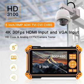 img 3 attached to 5-дюймовый HD тестер CCTV: 4-в-1 Поддержка 8МП CVI/TVI/AHD/CVBS аналоговых камер. Безопасный видеомонитор с VGA- и HDMI-входом, автоматической настройкой HD-камер по коаксиальным кабелям, контроллером PTZ, выходом питания DC 12V/5V 1A.