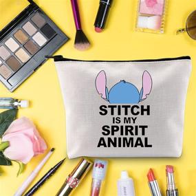 img 1 attached to 🌺 LEVLO Funny Ohana Movie Cosmetic Make up Bag - Ohana Hawaiian Trip Gift - Ohana Inspired Makeup Zipper Pouch Bag (Ohana Spirit Animal) - Enhance your Ohana Journey!