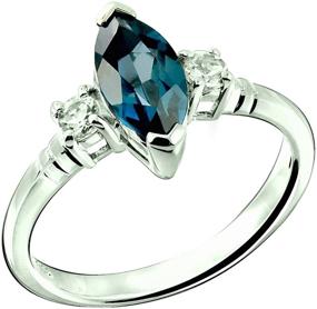 img 4 attached to RB Gems 1.60 Carats Sterling Silver London 💍 Blue Topaz and White Topaz Ring with Rhodium-Plated Finish