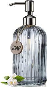 img 4 attached to 🧼 JASAI 18 Ounce Vertical Stripes Kitchen Soap Dispenser - 304 Rust Proof Stainless Steel Pump - Refillable Liquid Soap Dispenser for Bathroom, Kitchen, Hand Soap, Dish Soap (Clear Grey)