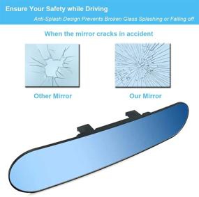 img 2 attached to 🚘 KITBEST Universal Car Rearview Mirror – Anti Glare - Wide Angle - Convex - Clip On Interior Panoramic Mirror for SUV Trucks (11.8” L X 2.7” H)