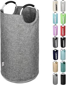 img 4 attached to 🧺 Premium Collapsible Laundry Hamper with Comfortable Handles, Foldable Hemp Fabric Basket, Easy-to-Carry Portable Tote Bag for Dorm, Closet, Storage - Large/82L, Grey (No Laundry Lettering)