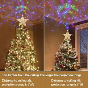 img 3 attached to 🌟 HOOJO Christmas Tree Topper: Glittering Gold Star Projection Lamp with 4 LED Lights – A Stunning and Festive Xmas Tree Decoration
