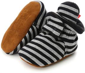 img 4 attached to 👶 Timatego Cozy Fleece Booties with Grippers - Stay On Slipper Socks for Newborn Baby Boys and Girls - Infant Toddler Crib Winter Shoes