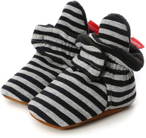 img 1 attached to 👶 Timatego Cozy Fleece Booties with Grippers - Stay On Slipper Socks for Newborn Baby Boys and Girls - Infant Toddler Crib Winter Shoes