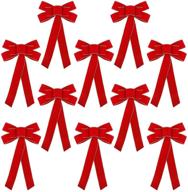 🎄 funarty large 10 x 16-inch waterproof red velvet christmas bows - 10 pack for holiday wreath garland, christmas tree indoor outdoor decorations logo