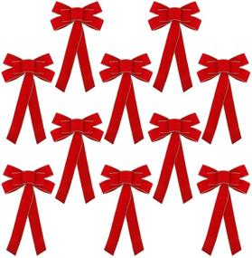img 4 attached to 🎄 FUNARTY Large 10 x 16-Inch Waterproof Red Velvet Christmas Bows - 10 Pack for Holiday Wreath Garland, Christmas Tree Indoor Outdoor Decorations