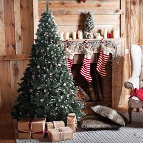 img 3 attached to 6-Foot Frosted Sweet Pine Artificial Christmas Tree, 🎄 Adorned with Pine Cones, Red Berries, and 700 Branch Tips