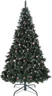 6-foot frosted sweet pine artificial christmas tree, 🎄 adorned with pine cones, red berries, and 700 branch tips логотип