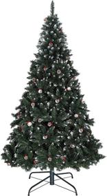 img 4 attached to 6-Foot Frosted Sweet Pine Artificial Christmas Tree, 🎄 Adorned with Pine Cones, Red Berries, and 700 Branch Tips