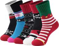 🎄 cheerful christmas cartoon crew socks: fun & cute novelty patterns in classic style (1-6pc) logo