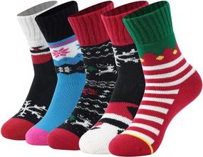 img 4 attached to 🎄 Cheerful Christmas Cartoon Crew Socks: Fun & Cute Novelty Patterns in Classic Style (1-6PC)