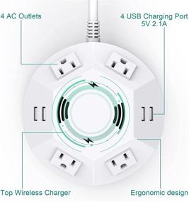 img 3 attached to 💡 Power Strip Tower with Surge Protection, 4 AC Outlets, 4 USB Ports, and 6.56 FT Extension Cord - Ideal for PC, Tablet, and Home Office Charging