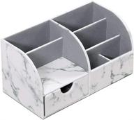 🗄️ streamline your workspace with the unionbasic office desk organizer: a stylish marble white multifunctional pu leather storage box logo