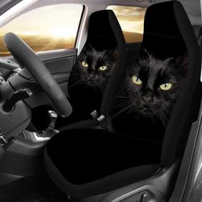 img 3 attached to FUSURIRE 2 Pcs Front Seat Black Cat Car Seat Cover Anti Slip Bucket Seat Protector Auto Seat Cushions For Car