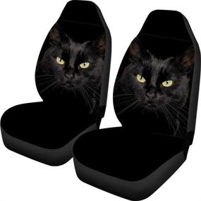 img 4 attached to FUSURIRE 2 Pcs Front Seat Black Cat Car Seat Cover Anti Slip Bucket Seat Protector Auto Seat Cushions For Car