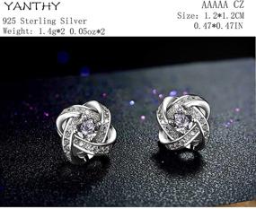 img 3 attached to 🌸 YANTHY Sterling Silver Flower Stud Earrings with 5A Cubic Zirconia Satellite Round White Gold Plating - Hypoallergenic Fashion Jewelry for Women and Girls