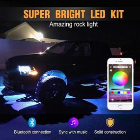 img 1 attached to 🚗 RGB LED Rock Lights Kits - 12 Pod Lights with Bluetooth Controller, Timer Feature, Music Sync Waterproof LED Neon Underglow Light | Compatible with Jeep, Off-Road Truck, SUV, ATV