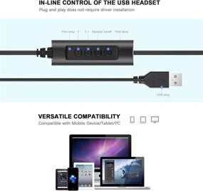 img 2 attached to 🎧 Noise Cancelling USB Headset with Microphone - Ideal for Laptop, PC & Business Calls, Skype Chat, and Office Headset - Mute Control Included