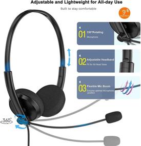 img 3 attached to 🎧 Noise Cancelling USB Headset with Microphone - Ideal for Laptop, PC & Business Calls, Skype Chat, and Office Headset - Mute Control Included