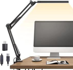 img 4 attached to 🌴 TROPICALTREE LED Desk Lamp, Swing arm Desk Light with Clamp - 3 Lighting Modes & 10 Brightness Levels - Eye-Caring Reading Desk Lamp with USB Adapter & Memory Function - Black 14W