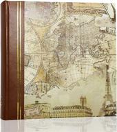 holography photo album 4 x 6 - holds 200 photos, 2 📸 pictures per page, features faux leather spine and print with vintage map design логотип