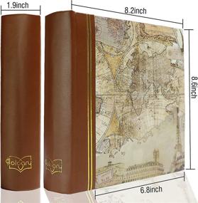 img 3 attached to Holography Photo Album 4 x 6 - Holds 200 Photos, 2 📸 Pictures Per Page, Features Faux Leather Spine and Print with Vintage Map Design