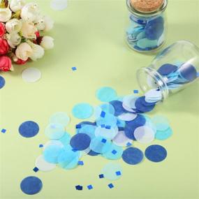 img 2 attached to TecUnite 1 Inch Tissue Paper Confetti: White and Blue Table Confetti for Boys Baby Shower and Birthday Decoration, 1.76 oz