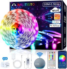 img 4 attached to 🔦 Militisto Светодиодная лента 32.8 фута: Совместима с Alexa и Google Home, Синхронизация с музыкой, светодиодные освещение для спальни.