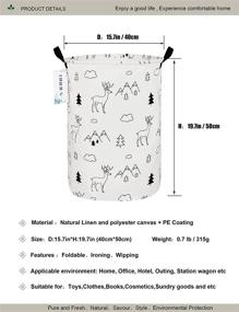 img 2 attached to 🦌 ONOEV Round Fabric Storage Bin: Stylish Basket with Handles for Clothes, Books & Sundries - Forest Deer Design