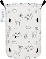🦌 onoev round fabric storage bin: stylish basket with handles for clothes, books & sundries - forest deer design logo