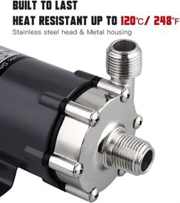 img 2 attached to 🔌 FERRODAY Magnetic Drive Pump Wort Pump Food Safe High Temp Stainless Head Magnetic Pump 15RM 1/2" NPT Thread Homebrew Pump - Black