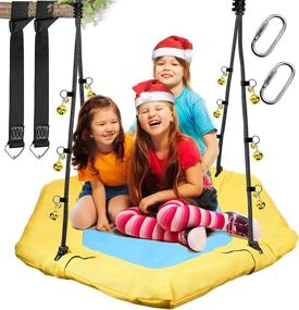 img 4 attached to 🪂 PACEARTH Flying Saucer Tree Swing - 660 lb Weight Capacity, Waterproof, Durable, Colorful Hexagon Swing for Kids & Adults - Safe & Multi-Strand Ropes - Ideal for Outdoor & Indoor Use