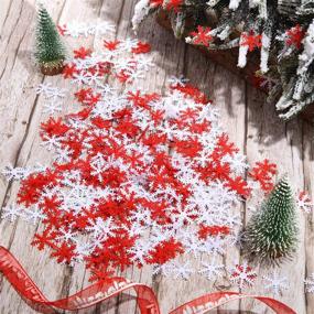 img 4 attached to 500 Pieces Christmas Winter Snowflakes Table Confetti Decorations - White and Red Non-Woven Hanging Snowflakes for Christmas Tree, Window, Wedding, Birthday, Holiday Party Décor