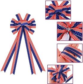 img 1 attached to 🎆 Set of 6 Independence Day Patriotic Bows - American Flag Stars and Stripes design for 4th of July, Memorial Day - Red, White, and Blue Patriotic Bows - Ideal for Door, Wall Decor - Measures 5.9 x 13.8 Inch