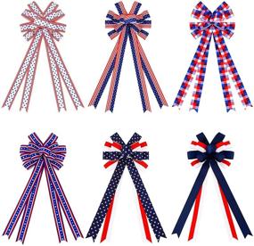 img 4 attached to 🎆 Set of 6 Independence Day Patriotic Bows - American Flag Stars and Stripes design for 4th of July, Memorial Day - Red, White, and Blue Patriotic Bows - Ideal for Door, Wall Decor - Measures 5.9 x 13.8 Inch